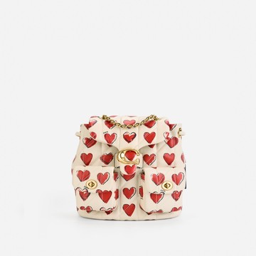 TABBY 絎縫和愛心印花後背包