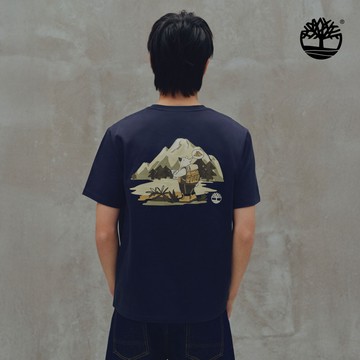 Timberland 中性深寶石藍健行熊圖案短袖T恤|0YHHD433