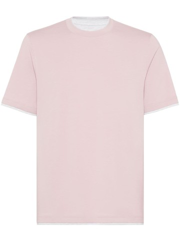 Brunello Cucinelli - double-layer cotton T-shirt - men - Cotton - S - Pink