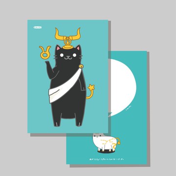 原創明信片/12星座_金牛/原創插畫/貓咪/文創卡片