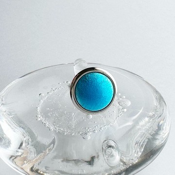 大號棕褐色【天藍】景泰藍戒指戒指純銀景泰藍