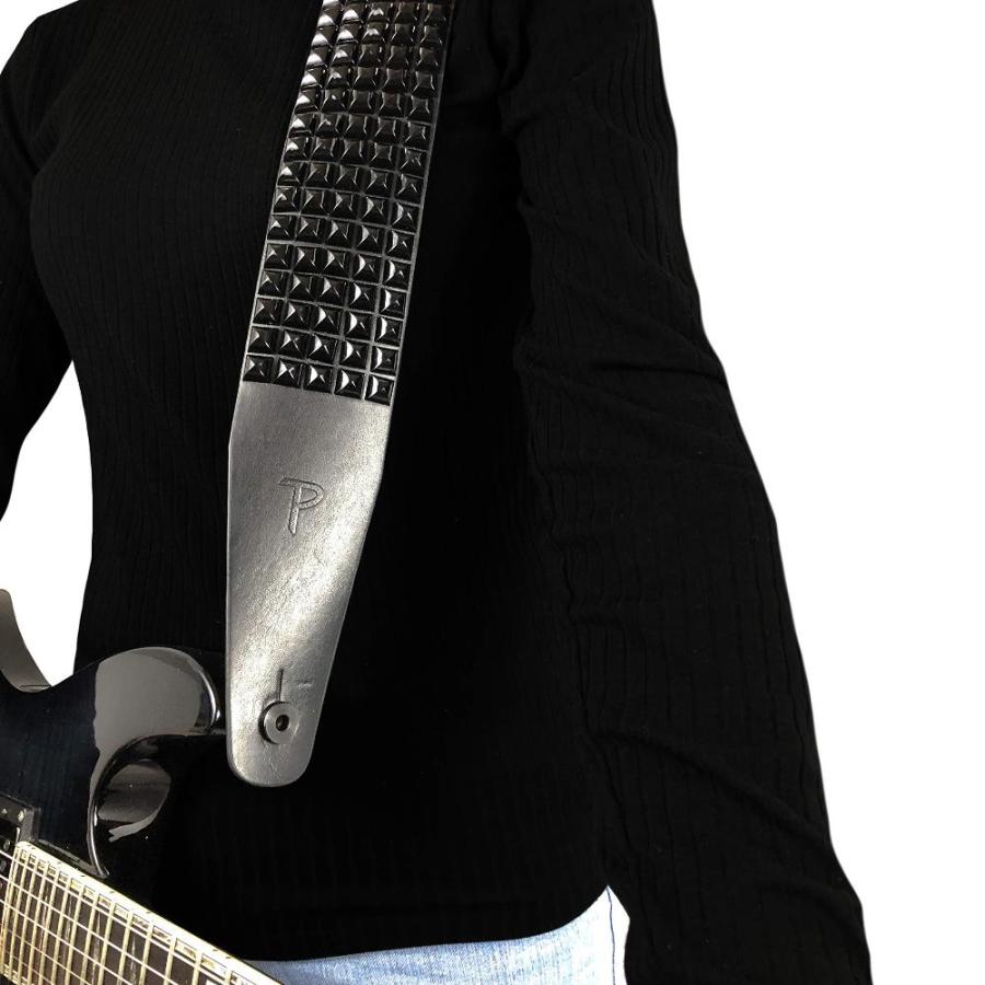 Perri's ペリーズ スタッズ レザーギター ストラップ 2.5インチ 色: ブラック