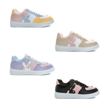 PLAYBOY 70th macaron  經典復刻兔兔休閒鞋-白彩/白杏/粉紫/粉黑(Y9621)