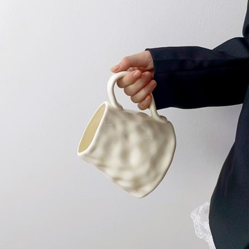 高顏值手捏陶瓷咖啡大容量馬克杯ins風家用辦公牛奶杯不規則 批發