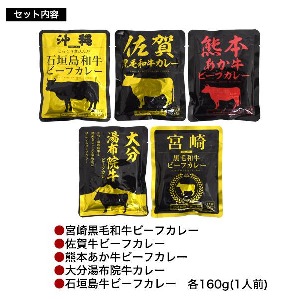 ご当地 ビーフカレー 5種  食べ比べセット (各160g × 5パック)  肉 ブランド牛 レトルト食品 レトルトカレー お惣菜 保存食 一品 常温便配送