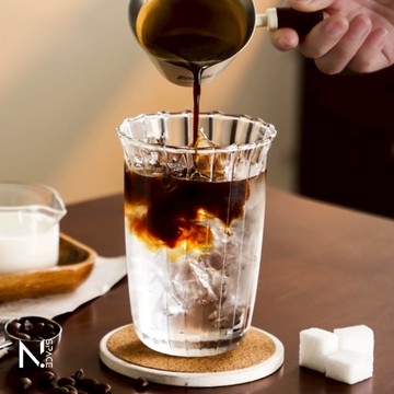 【N.SPACE】清晨花瓣條紋杯 高硼硅玻璃 咖啡玻璃杯 耐熱玻璃 咖啡專用玻璃杯 抗溫差玻璃  耐熱玻璃杯 玻璃杯