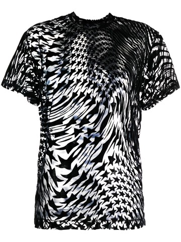 Mugler - star-print mesh T-shirt - women - Elastodiene/Polyamide - 38 - Black