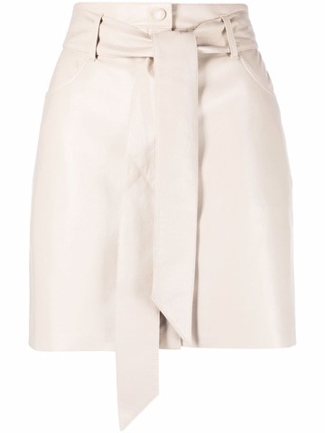 Nanushka - A-line belted mini skirt - women - Cotton/Polyester/Polyester/Polyurethane - XS - Neutrals