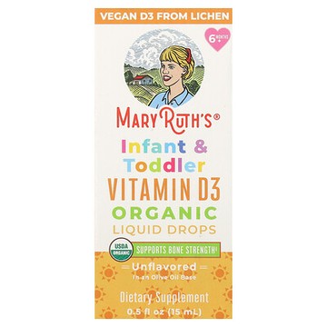 MaryRuth's, 有機嬰兒和幼兒維生素 D3 滴劑，6 個月以上，無味，0.5 液量盎司（15 毫升）