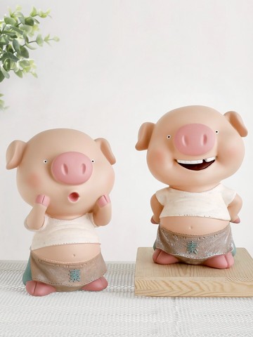 趴趴豬創意存錢罐擺件家居工藝品樹脂送朋友女生生日禮物小豬擺設
