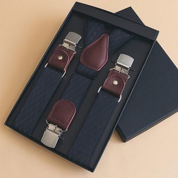 3.5cm吊帶貝尼三夾吊帶紳士真皮褲夾.Fuulai