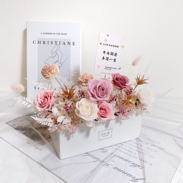 乾燥永生花盆栽 長型設計・自然風居家桌花