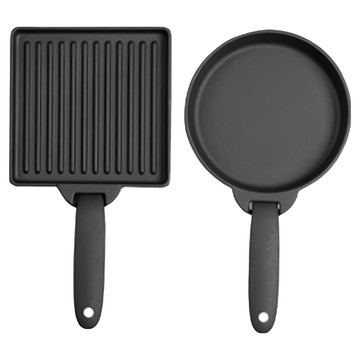 Lifecode 生活密碼 旅行者鑄鐵煎烤盤組  圓烤盤26 x 14.5 x 2.5cm 方烤盤25 x 13.5 x 1.5cm 收納袋18 x 16.5 x 5.5cm  1組