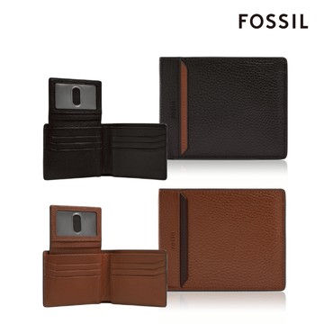 【FOSSIL 官方旗艦館】 Huntington 真皮可拆卡夾皮夾 (禮盒組附鐵盒，兩色可選)