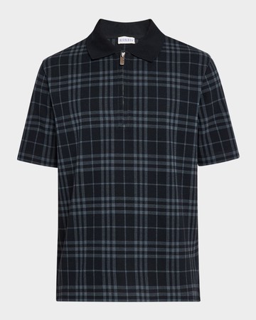Men's Check Quarter-Zip Polo Shirt