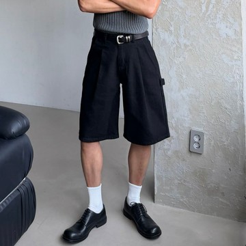 正韓堅挺單摺百慕達工裝牛仔休閒短褲 4色 YUPPIE 預購商品 0615