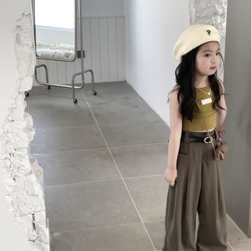 女童套裝秋款2023新款兒童女短袖西裝褲兩件套女寶寶T恤洋氣秋裝