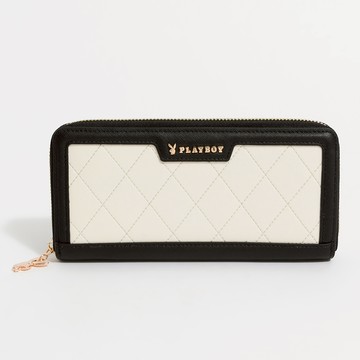 PLAYBOY - 拉鍊長夾  Limelight系列 - 黑白色