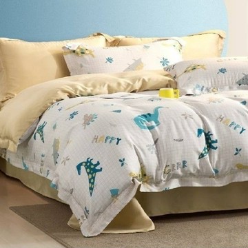 LAMINA 樂米娜 300織萊賽爾天絲床包枕套組  床包 + 枕套 2件  加大(床包180 x 186 + 35cm 枕套48 x 75 + 8cm)  恐龍變形記