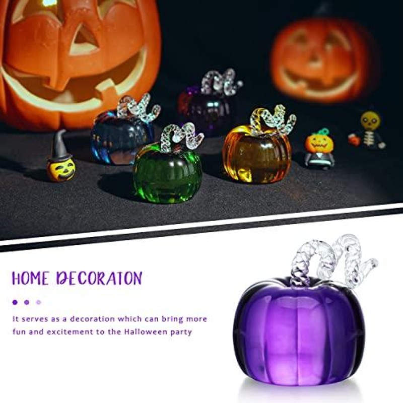 手造りのガラス かぼちゃのオーナメント クリスタルパンプキンの置物