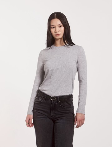 Lightweight Cotton Long Sleeve T-Shirt in Grey Marl - Organic Ninety Percent