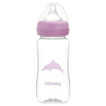 US baby 優生 真母感TRITAN奶瓶 高透光 耐衝擊 耐熱 人體工學造型  粉色 + 透明色  1個