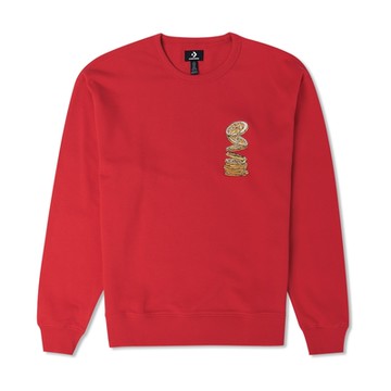 CONVERSE YOTR GRAPHIC CREW CONVERSE EGRET兔年限定 休閒上衣 大學T 長袖 男 紅色 10025505-A02