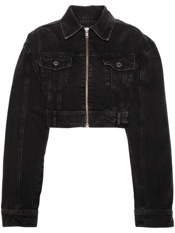 ROTATE BIRGER CHRISTENSEN - Malika cropped denim jacket - women - Organic Cotton - 40 - Black