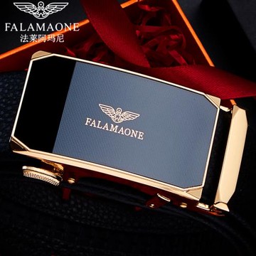 法萊阿瑪尼皮帶男自動扣時尚款褲腰帶光面中青年男商務腰帶