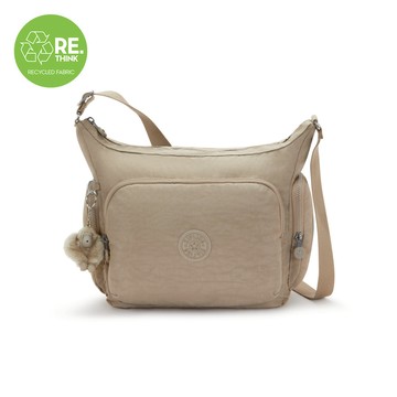 『牛角包』灰褐色多袋實用側背包-GABB