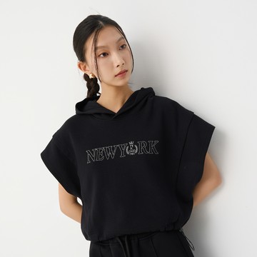 街頭休閒連帽背心(黑色)-女