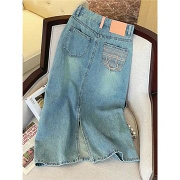 春秋冬季半身裙高腰顯瘦開叉牛仔裙女士裝2025新款小個子a字長裙