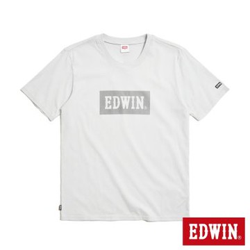EDWIN 男裝 斜紋仿繡印花短袖T恤-淺灰色