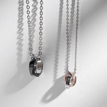 【MIESTILO】守護 雙環項鍊｜情人禮物首選 聖誕禮物 情侶對鍊 可加購刻字