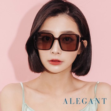 ALEGANT韓版微光核桃棕透視感方框墨鏡│UV400太陽眼鏡│斐濟的日出沙澳