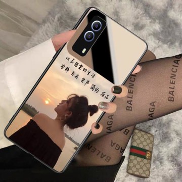 適用vivoy53s手機殼y76s補妝鏡子y55s網紅女款y70s簡約ins風高檔y51s保護套VIVOy32全包防摔Y73s男玻璃殼y78