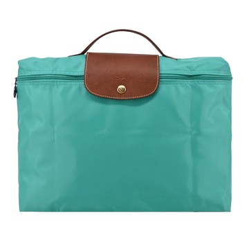 [平輸版]LONGCHAMP LE PLIAGE系列再生尼龍手提摺疊公事包(小/松石綠)真品平輸