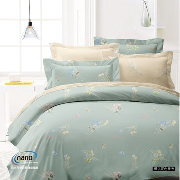 七件式床罩組/純粹好棉100%無異纖精梳純棉/02012菲麗絲(綠)