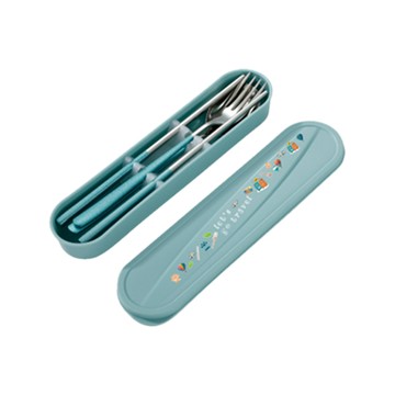飪我行 炫彩隨行環保餐具組(綠色)-四件套(筷+匙+叉+盒) CI-003J