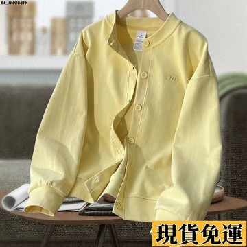 🚛限時低价🚛 新款春秋寬鬆韓版慵懶開衫外套女韓版寬鬆灰色運動休閒排扣棒球服