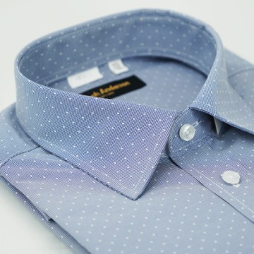 金安德森 藍色白點窄版長袖襯衫