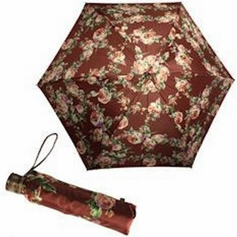 女性用雨傘 三つ折りミニ Borsalino ボルサリーノ デザイン ローズ模様 海老茶地色 55cmサイズ Gfw115 02 通販 Lineポイント最大0 5 Get Lineショッピング