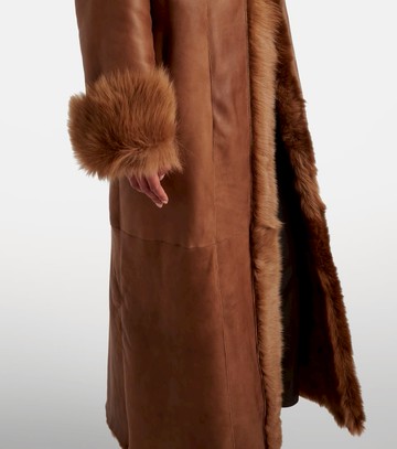 Nour Hammour Marlene leather and shearling coat