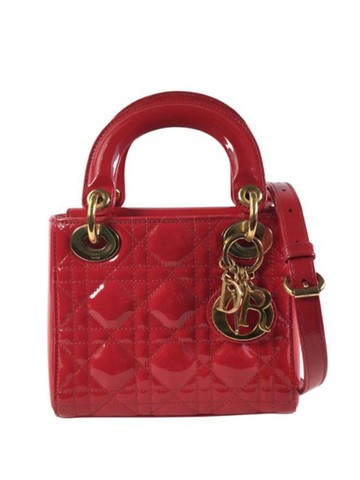 Christian Dior Pre-Owned - 2016 Mini Patent Cannage Lady Dior satchel - women - Patent Leather - One Size - Red