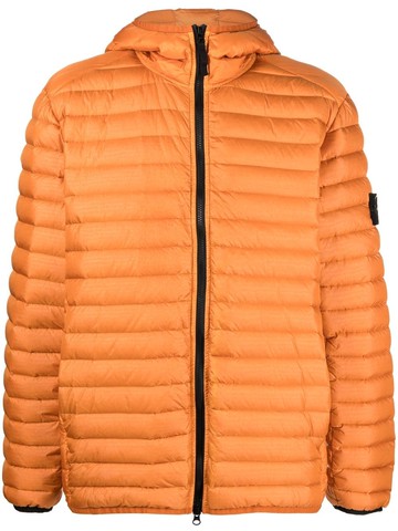 Stone Island - logo-patch sleeve padded jacket - men - Polyamide/Polyamide/Feather Down - S - Orange