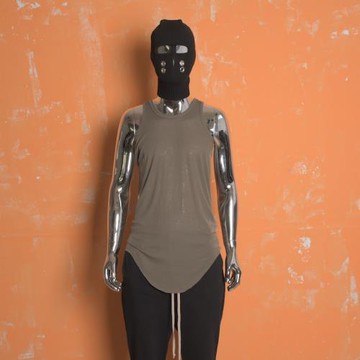 RO風高街系列新款灰綠色羊毛彈力燕尾式背心無袖時尚清爽上衣男女