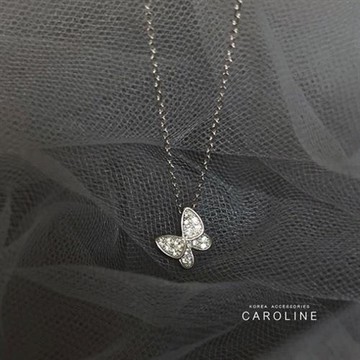《Caroline》韓系新款蝴蝶個性鋯鑽鎖骨短鍊配飾流行時尚項鍊72533