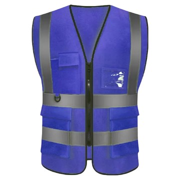 多功能透氣安全反光背心  人體工學設計  高反射反光條  多功能收納口袋  螢光藍  1件  彈性
