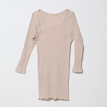 地球樹公平貿易fair trade -- 有機棉羅紋針織八分袖內衣(白/膚)