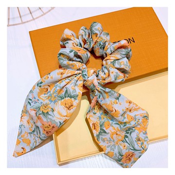 碎花大腸發圈女蝴蝶結飄帶馬尾頭繩綁發帶頭花飾品年新款夏季